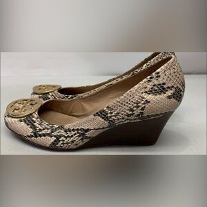 Tory Burch Julianne Multi-color snake Python Embossed Leather Wedge Pumps 11M